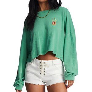 BILLABONG Women's Beach Boyfriend Crop Top Size S In Sweet Grass